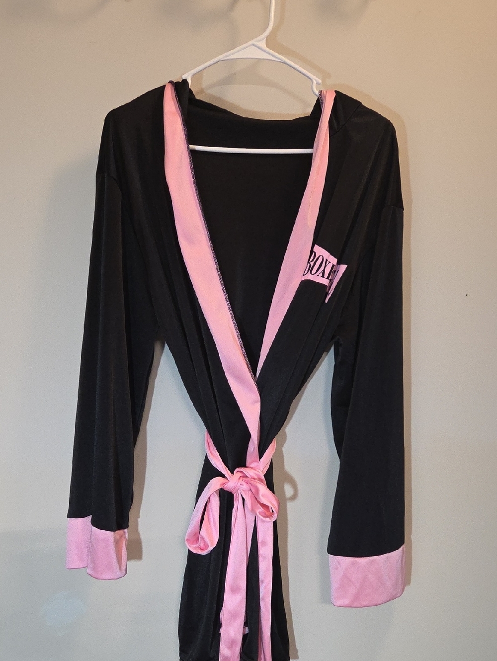 Black & Pink Women's Satin Trim Robe - Soft Lounge Wrap (Yy17)